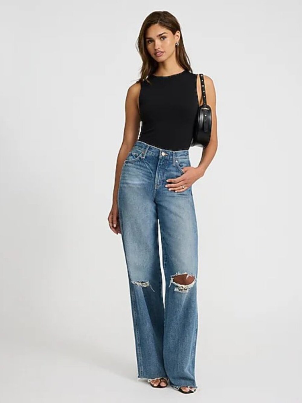 Express body contour crew neck tank in black